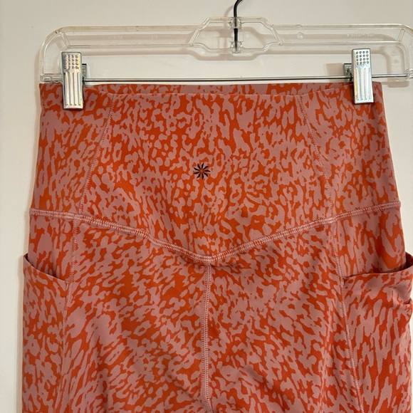 Athleta Salutation Stash Pocket II Printed 7/8 Tight Pink Orange Leggings Sz S - Picture 9 of 13
